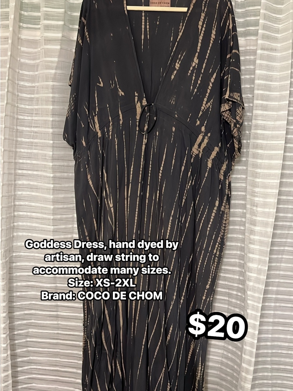 Black Maxi Dress with Tan Tie-Dye Detail